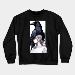 Raven Girl, Anime Art Crewneck Sweatshirt